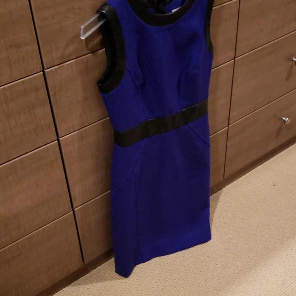 Milly leather trim sheath dress